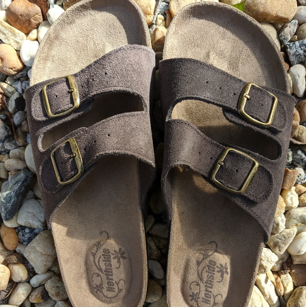NEW! Brown size 11 Northside buckle slides. Cork and suede leather! Comfortable